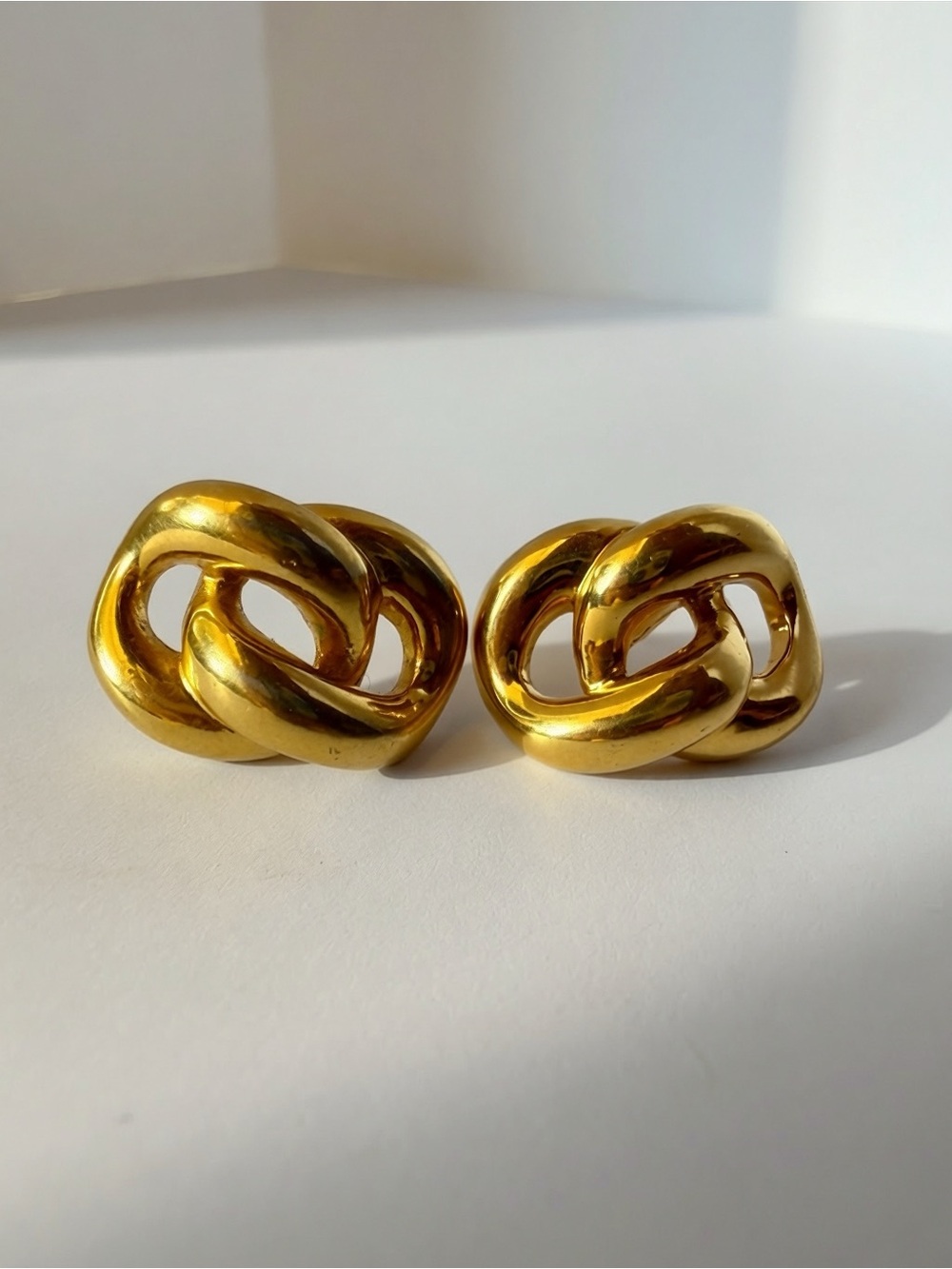Vintage Napier Gold Tone Knot Stud Earrings Signed